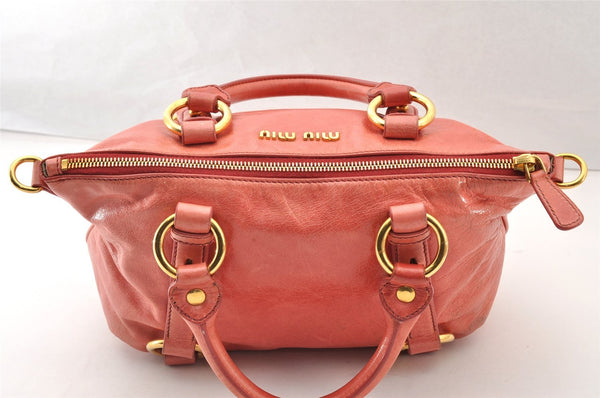 Authentic MIU MIU Leather 2Way Shoulder Cross Body Hand Bag Purse Pink 8525I