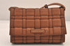 Auth Michael Kors Ivy Large Woven Leather 2Way Shoulder Clutch Bag Brown 8525M