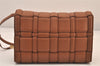 Auth Michael Kors Ivy Large Woven Leather 2Way Shoulder Clutch Bag Brown 8525M