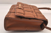 Auth Michael Kors Ivy Large Woven Leather 2Way Shoulder Clutch Bag Brown 8525M
