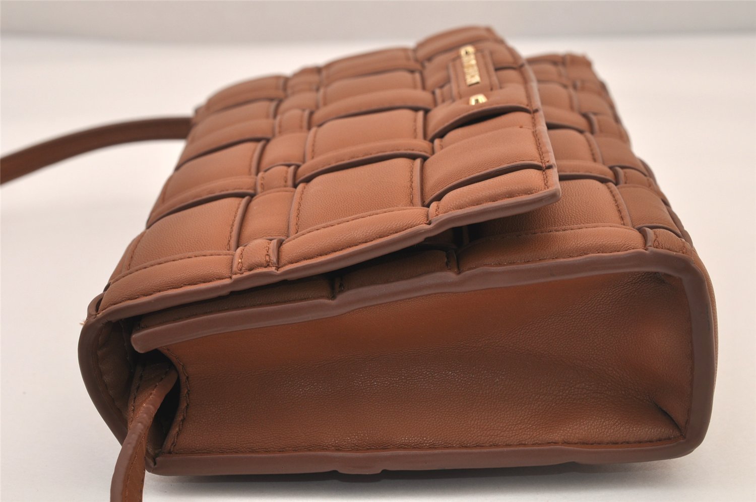 Auth Michael Kors Ivy Large Woven Leather 2Way Shoulder Clutch Bag Brown 8525M