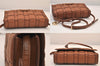 Auth Michael Kors Ivy Large Woven Leather 2Way Shoulder Clutch Bag Brown 8525M
