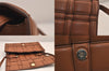 Auth Michael Kors Ivy Large Woven Leather 2Way Shoulder Clutch Bag Brown 8525M