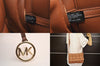 Auth Michael Kors Ivy Large Woven Leather 2Way Shoulder Clutch Bag Brown 8525M