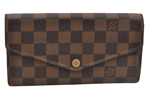 Authentic Louis Vuitton Damier Portefeuille Sarah Long Wallet N63209 LV 8529I