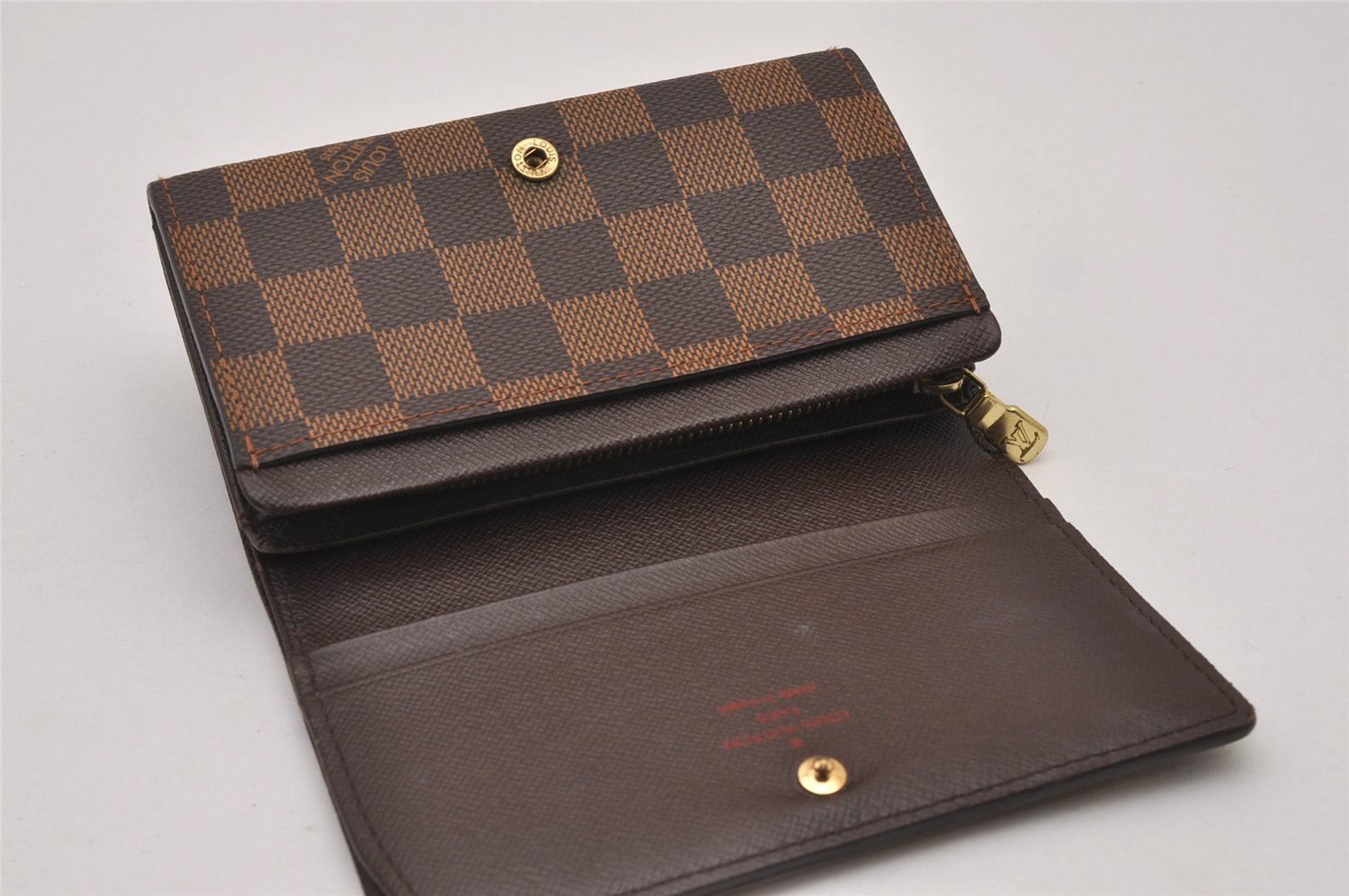 Authentic Louis Vuitton Damier Portefeuille Tresor Wallet Purse N61736 LV 8530I