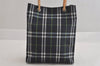 Authentic BURBERRY Vintage Check Nylon Leather Hand Bag Purse Navy Blue 8530M