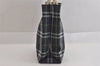 Authentic BURBERRY Vintage Check Nylon Leather Hand Bag Purse Navy Blue 8530M