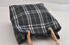 Authentic BURBERRY Vintage Check Nylon Leather Hand Bag Purse Navy Blue 8530M