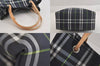 Authentic BURBERRY Vintage Check Nylon Leather Hand Bag Purse Navy Blue 8530M
