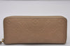 Auth Louis Vuitton Monogram Empreinte Portefeuille Clemence Wallet Beige 8531I