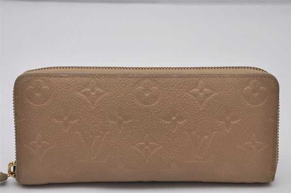 Auth Louis Vuitton Monogram Empreinte Portefeuille Clemence Wallet Beige 8531I