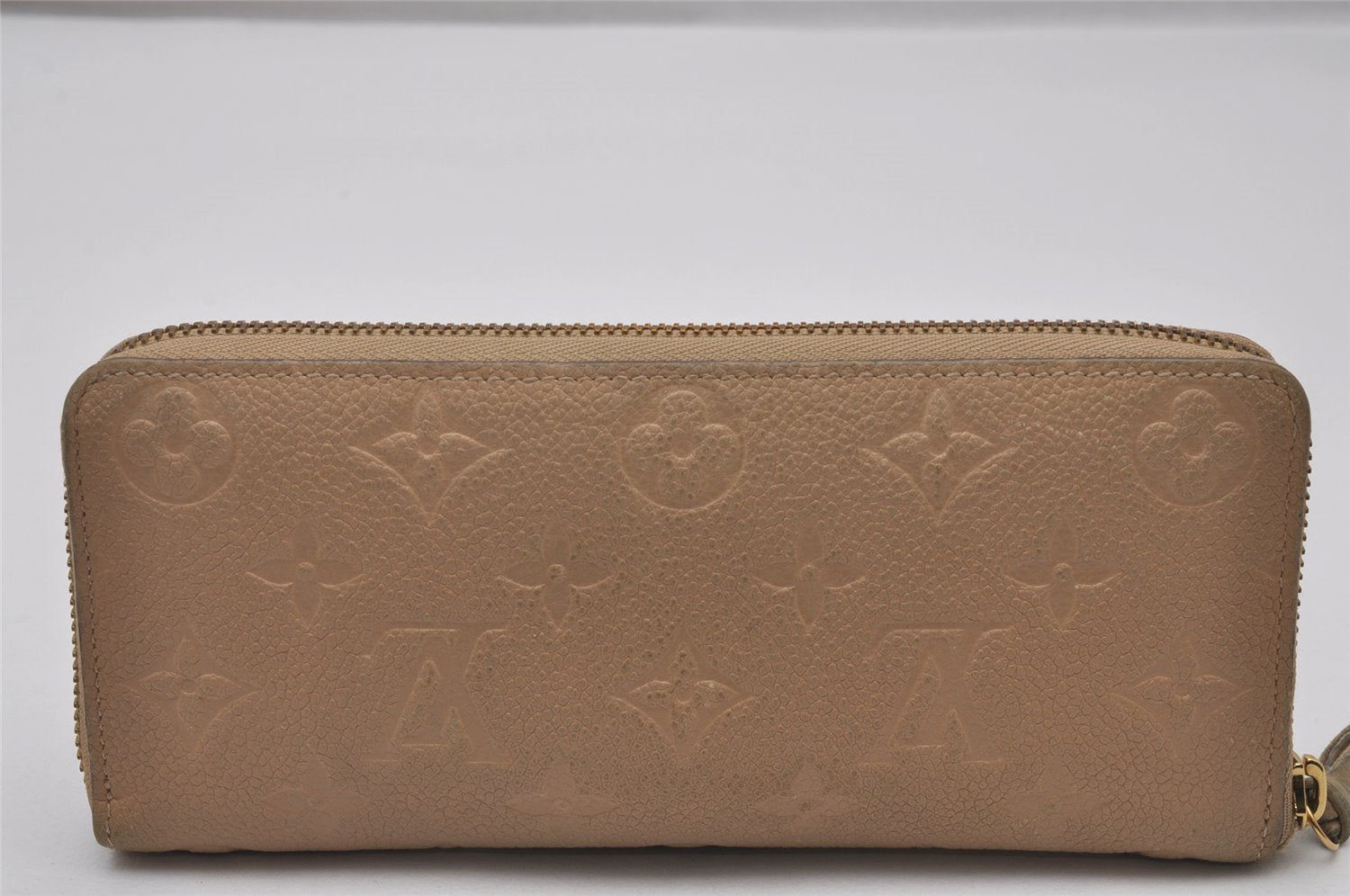 Auth Louis Vuitton Monogram Empreinte Portefeuille Clemence Wallet Beige 8531I