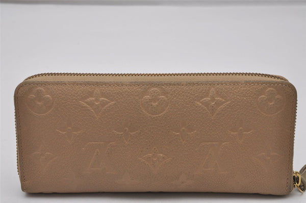 Auth Louis Vuitton Monogram Empreinte Portefeuille Clemence Wallet Beige 8531I