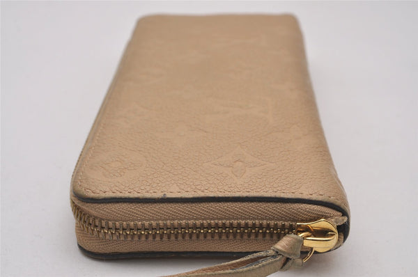 Auth Louis Vuitton Monogram Empreinte Portefeuille Clemence Wallet Beige 8531I