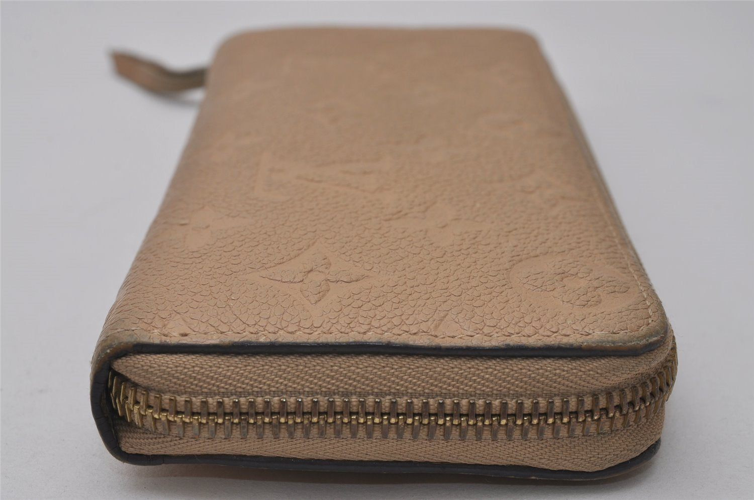 Auth Louis Vuitton Monogram Empreinte Portefeuille Clemence Wallet Beige 8531I