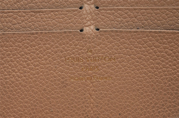 Auth Louis Vuitton Monogram Empreinte Portefeuille Clemence Wallet Beige 8531I