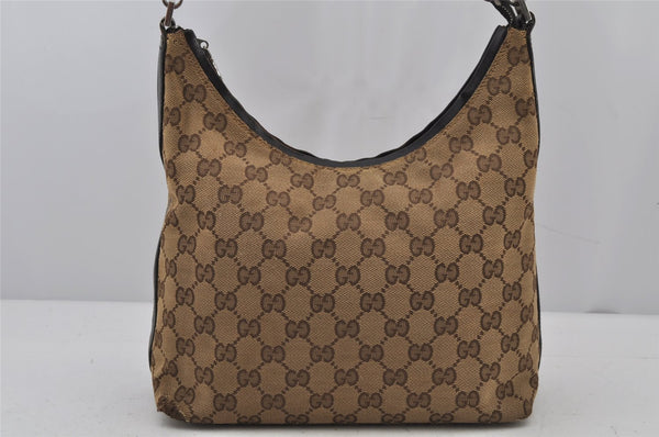 Authentic GUCCI Hand Shoulder Bag Purse GG Canvas Leather 0000602 Brown 8533J