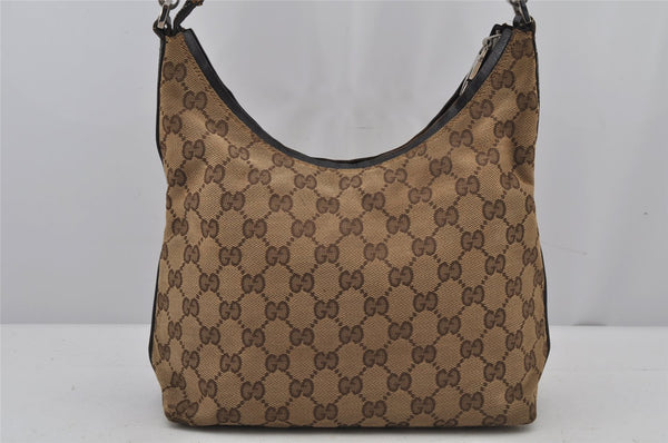 Authentic GUCCI Hand Shoulder Bag Purse GG Canvas Leather 0000602 Brown 8533J