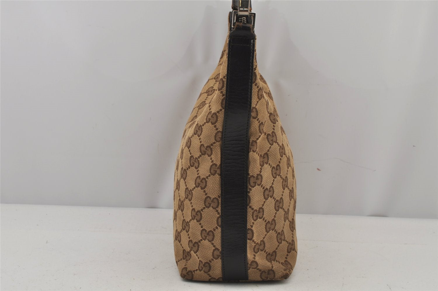 Authentic GUCCI Hand Shoulder Bag Purse GG Canvas Leather 0000602 Brown 8533J