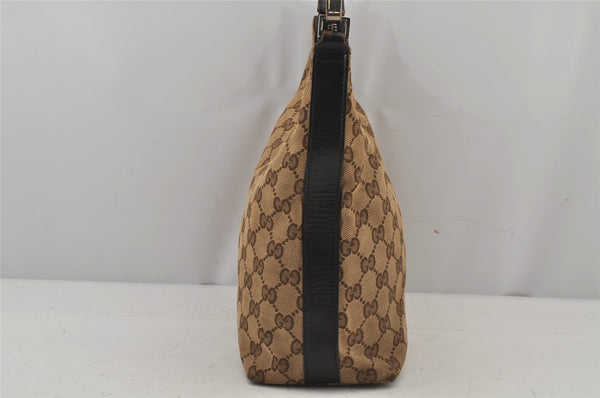 Authentic GUCCI Hand Shoulder Bag Purse GG Canvas Leather 0000602 Brown 8533J