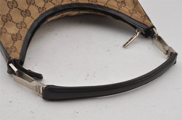 Authentic GUCCI Hand Shoulder Bag Purse GG Canvas Leather 0000602 Brown 8533J