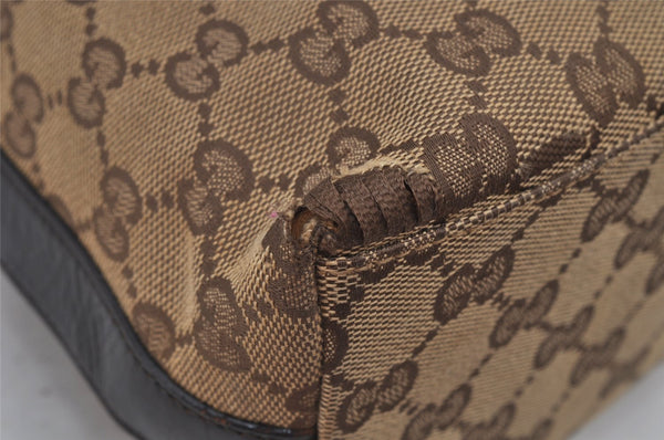 Authentic GUCCI Hand Shoulder Bag Purse GG Canvas Leather 0000602 Brown 8533J