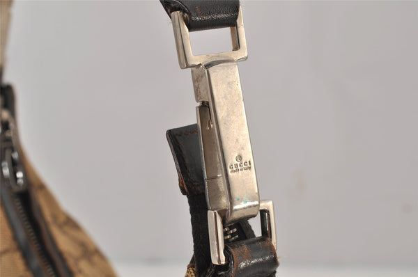 Authentic GUCCI Hand Shoulder Bag Purse GG Canvas Leather 0000602 Brown 8533J