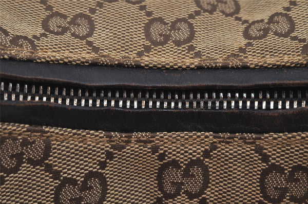 Authentic GUCCI Hand Shoulder Bag Purse GG Canvas Leather 0000602 Brown 8533J