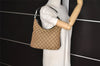 Authentic GUCCI Hand Shoulder Bag Purse GG Canvas Leather 0000602 Brown 8533J
