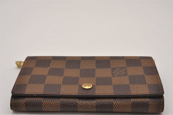 Authentic Louis Vuitton Damier Portefeuille Tresor Wallet Purse N61736 LV 8534I