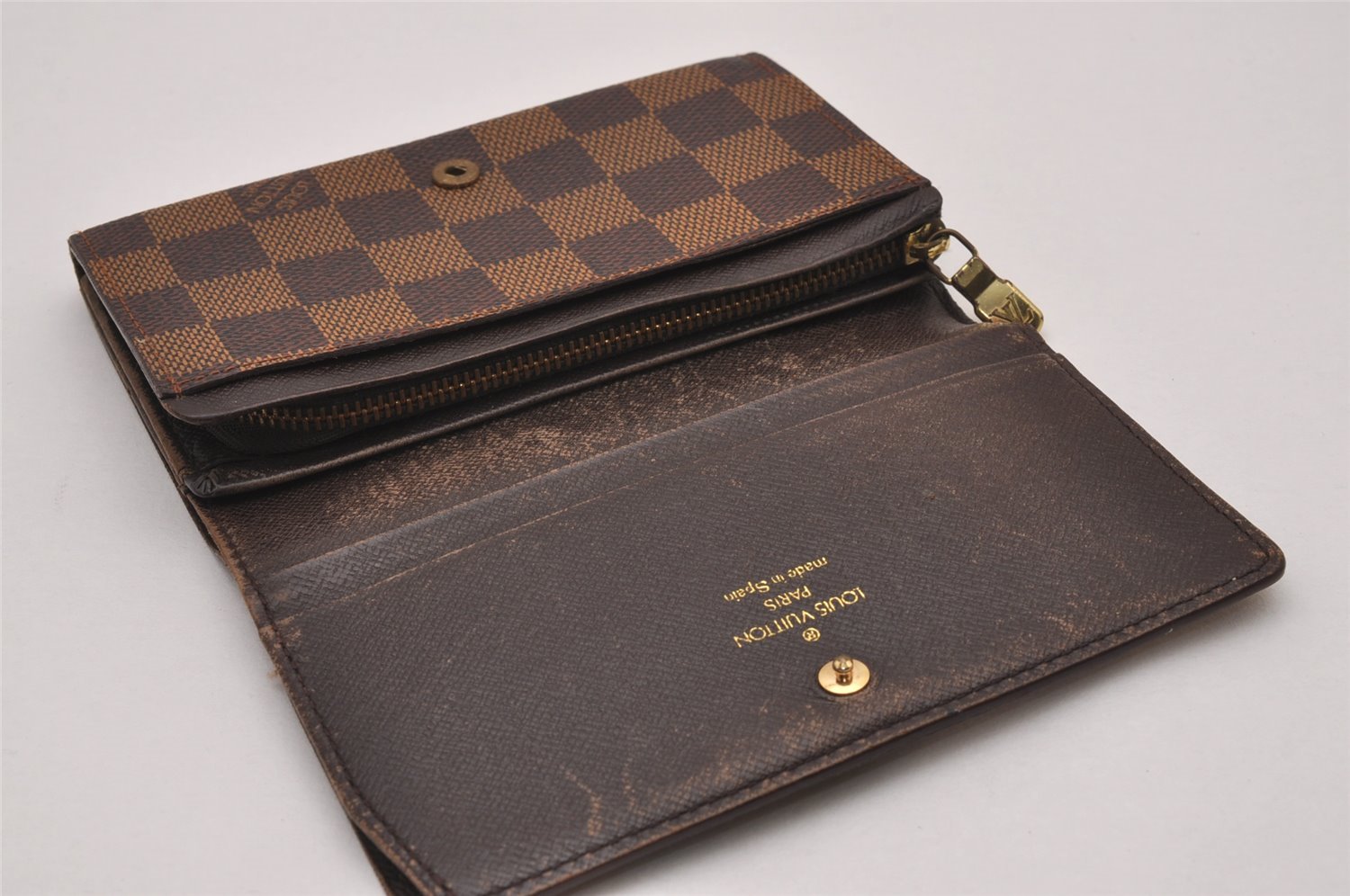 Authentic Louis Vuitton Damier Portefeuille Tresor Wallet Purse N61736 LV 8534I