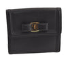 Authentic Salvatore Ferragamo Vara Rhinestone Leather Bifold Wallet Black 8534M