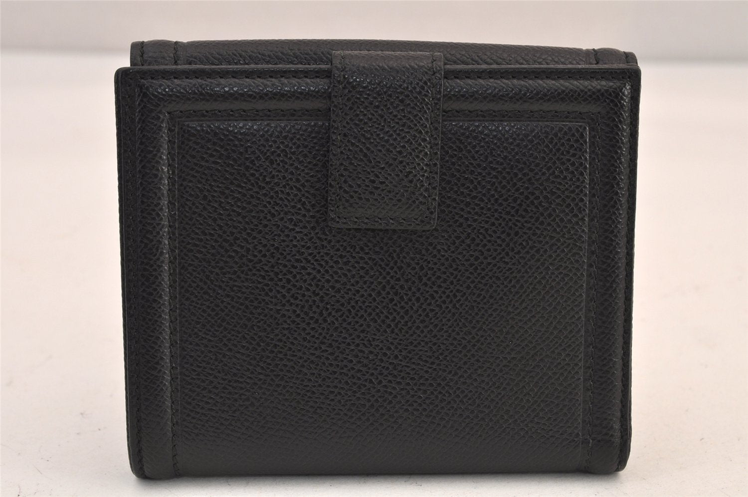 Authentic Salvatore Ferragamo Vara Rhinestone Leather Bifold Wallet Black 8534M