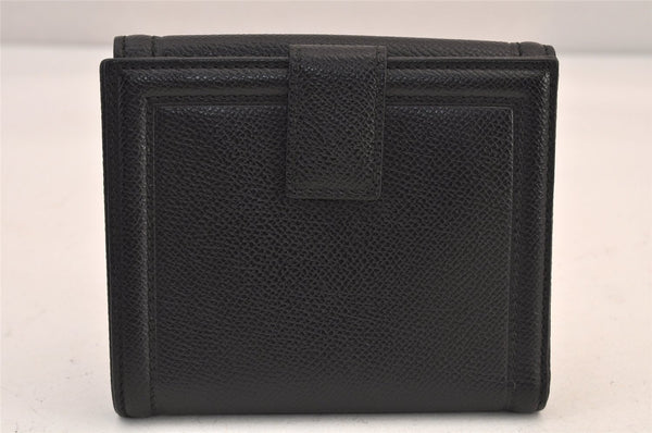 Authentic Salvatore Ferragamo Vara Rhinestone Leather Bifold Wallet Black 8534M