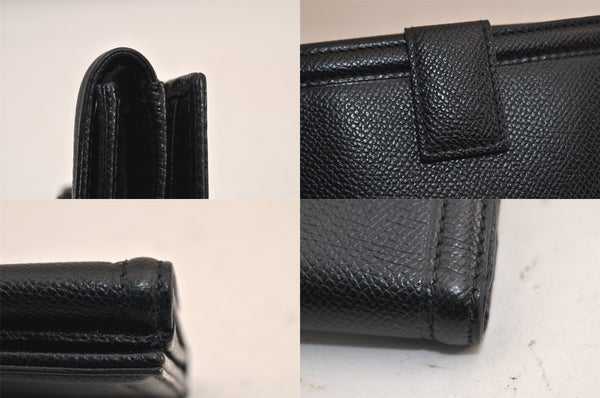 Authentic Salvatore Ferragamo Vara Rhinestone Leather Bifold Wallet Black 8534M