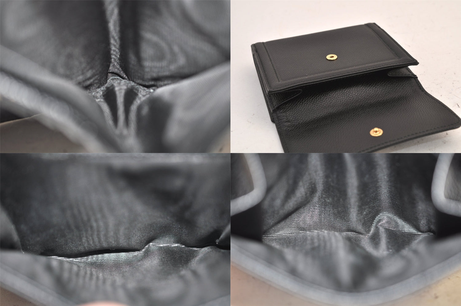 Authentic Salvatore Ferragamo Vara Rhinestone Leather Bifold Wallet Black 8534M