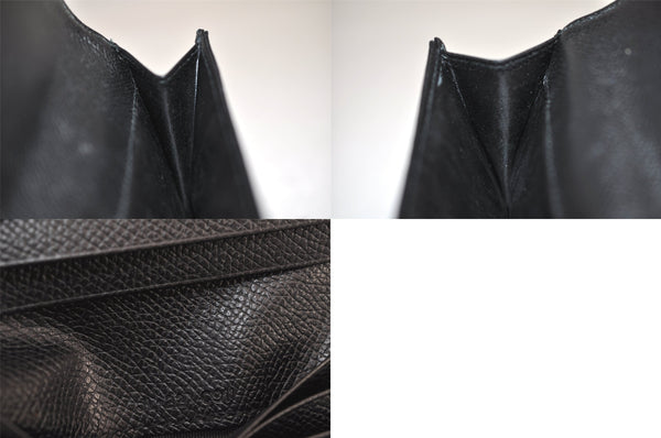 Authentic Salvatore Ferragamo Vara Rhinestone Leather Bifold Wallet Black 8534M