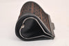 Authentic FENDI Zucchino Coin Case Purse Canvas Leather Brown Black 8535M