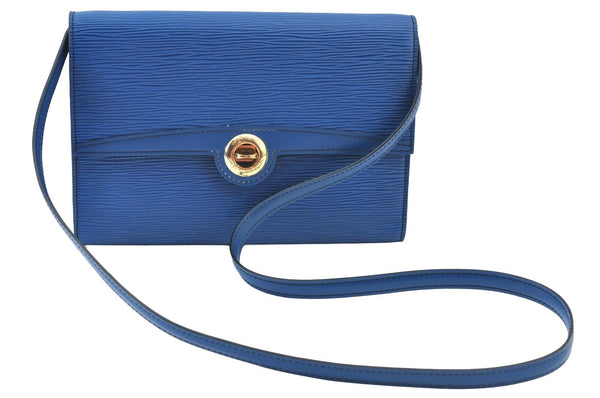 Authentic Louis Vuitton Epi Arche 2Way Shoulder Clutch Bag Blue M52575 LV 8539H