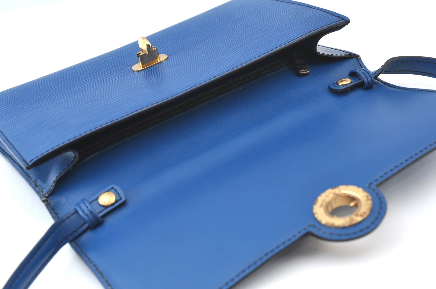 Authentic Louis Vuitton Epi Arche 2Way Shoulder Clutch Bag Blue M52575 LV 8539H