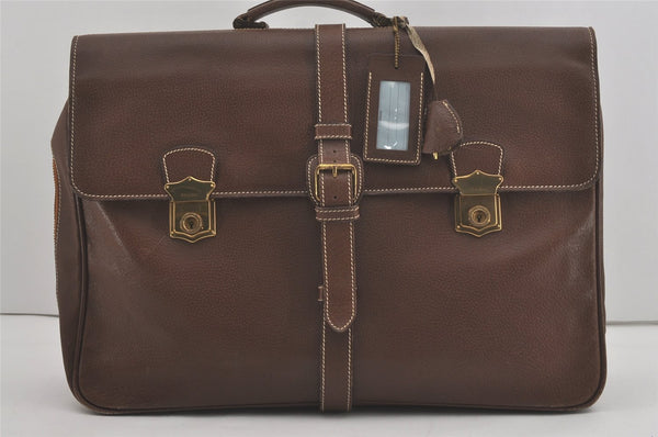 Authentic PRADA Vintage Leather Nappa Briefcase Business Bag Brown 8539I