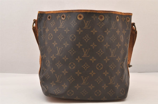Authentic Louis Vuitton Monogram Petit Noe M42226 Shoulder Drawstring Bag 8540M