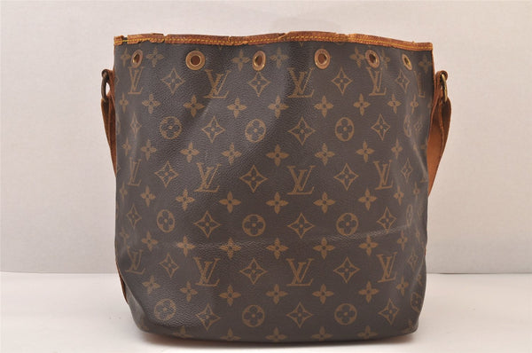 Authentic Louis Vuitton Monogram Petit Noe M42226 Shoulder Drawstring Bag 8540M