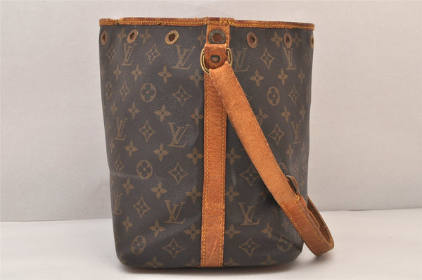 Authentic Louis Vuitton Monogram Petit Noe M42226 Shoulder Drawstring Bag 8540M