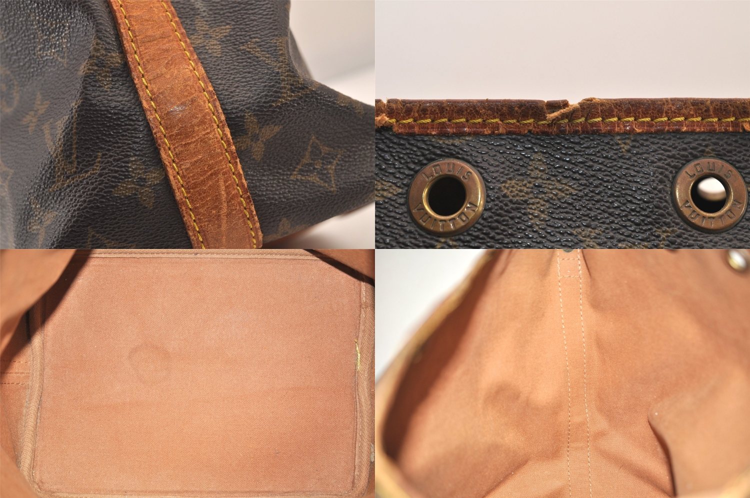 Authentic Louis Vuitton Monogram Petit Noe M42226 Shoulder Drawstring Bag 8540M