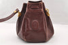 Authentic Cartier Must de Cartier Leather Drawstring Bag Bordeaux Red Junk 8542I