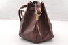 Authentic Cartier Must de Cartier Leather Drawstring Bag Bordeaux Red Junk 8542I