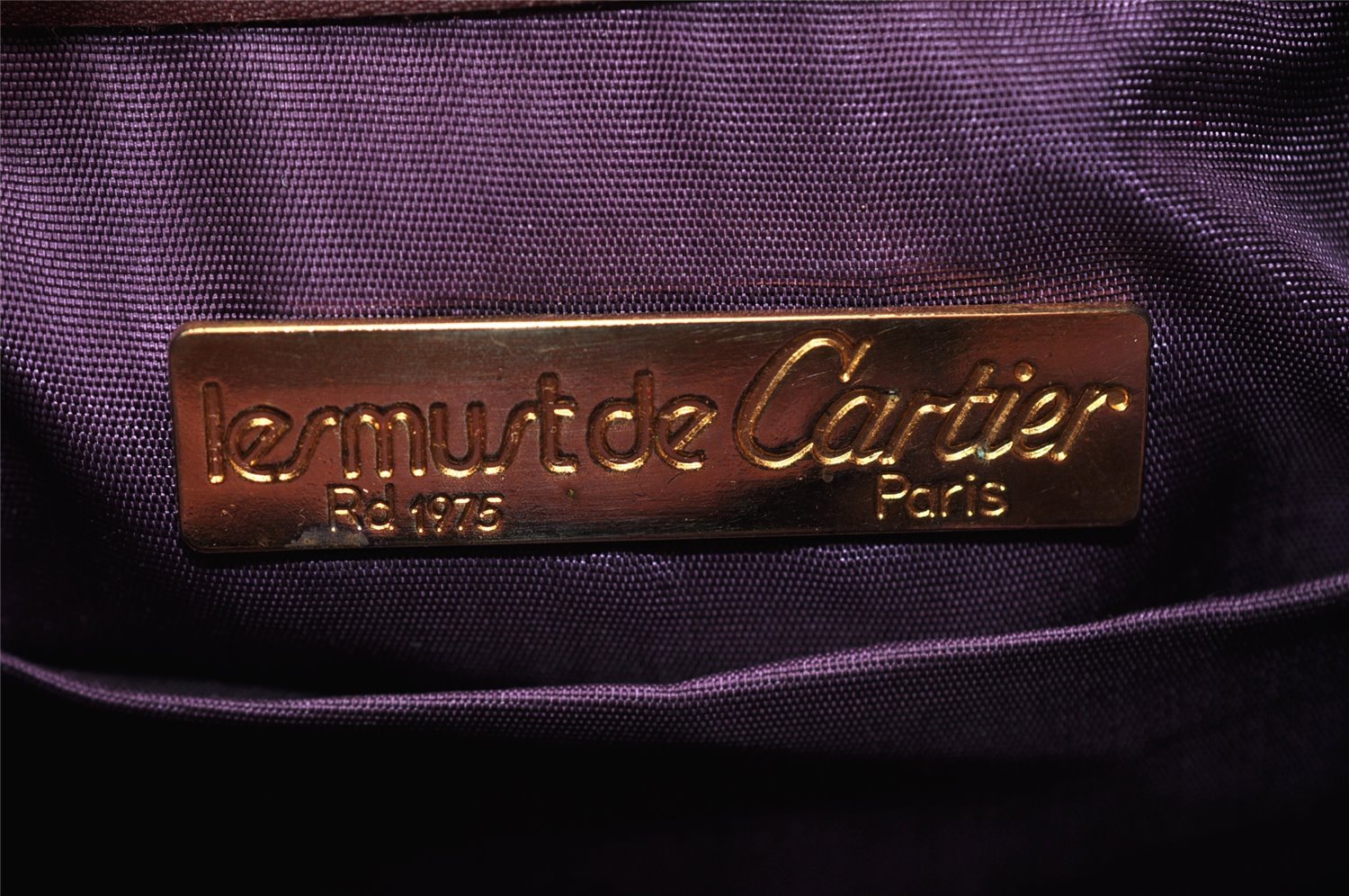 Authentic Cartier Must de Cartier Leather Drawstring Bag Bordeaux Red Junk 8542I