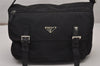 Authentic PRADA Nylon Tessuto Leather Shoulder Cross Body Bag Purse Black 8544I